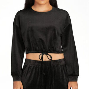 No Boundaries Juniors’ Control Bottom Top Velour black sz L